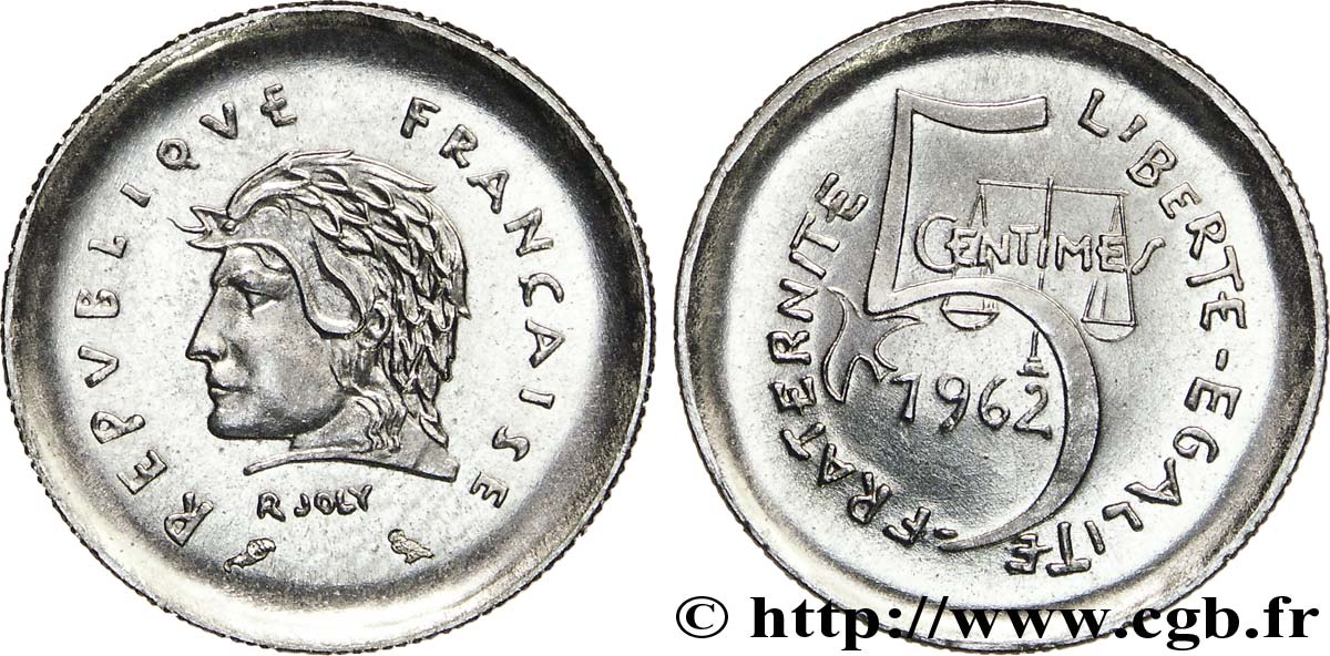 5 centimes, premier projet de Joly 1962 Paris G.172  SC 