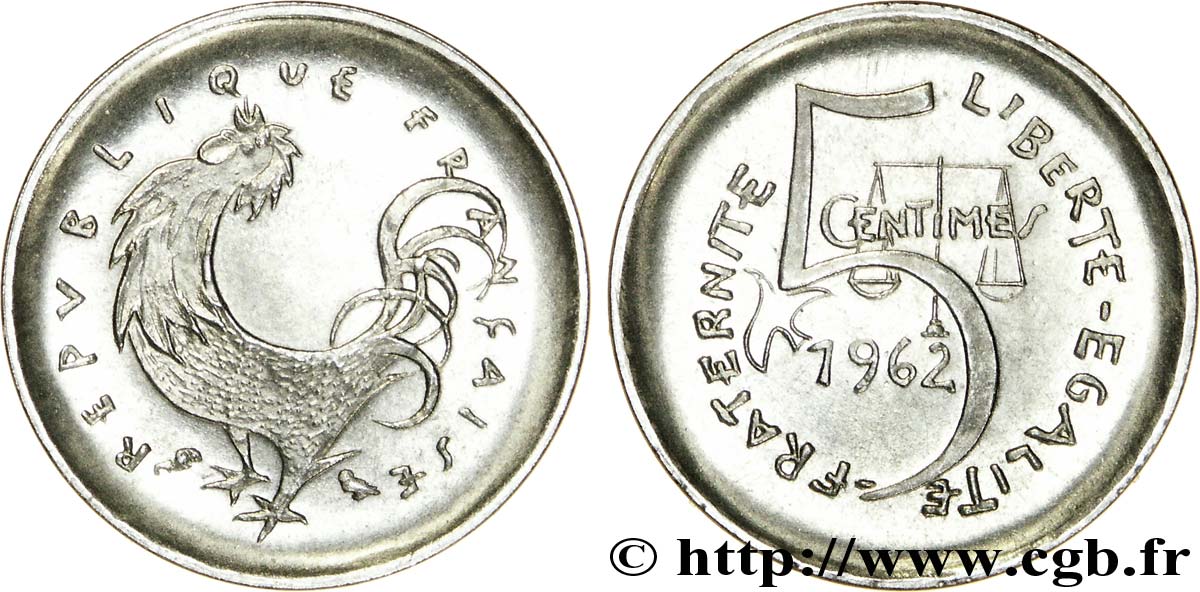 5 centimes, second projet de Joly 1962 Paris G.173  MS 