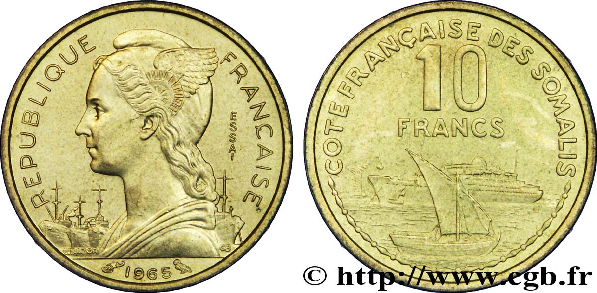 FRANZÖSISCHE SOMALILAND Essai de 10 francs 1965 Paris ST 