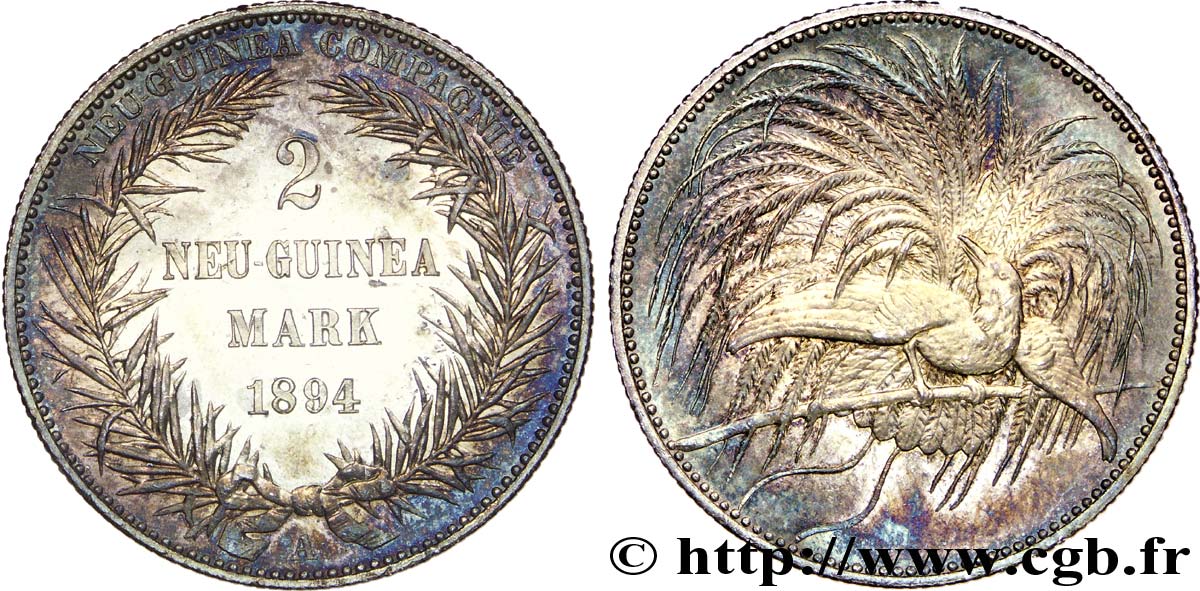 GERMANY - GERMAN NEW GUINEA 2 Neu-Guinea mark 1894 Berlin AU 