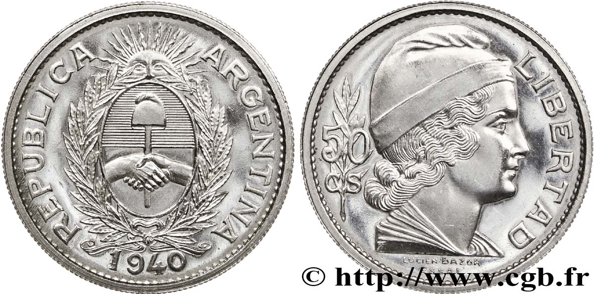ARGENTINA - ARGENTINE REPUBLIC Essai de 50 centavos 1940 Paris MS 