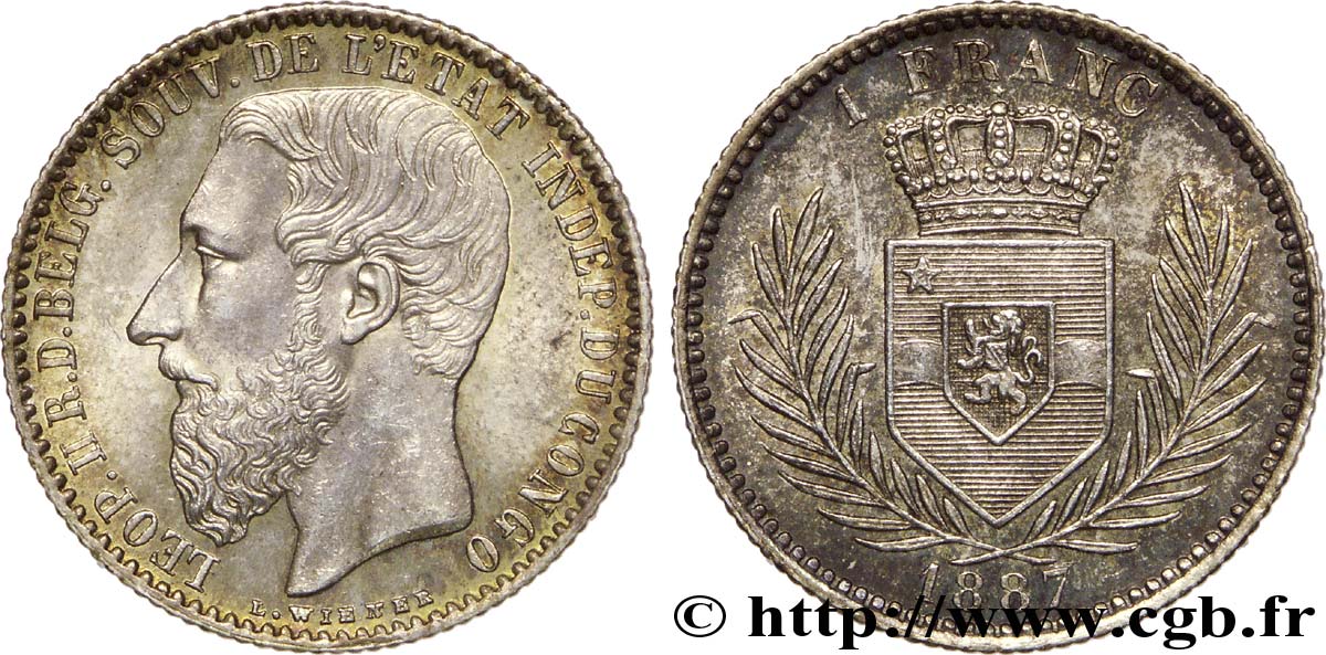 BELGIEN - KONGO-FREISTAAT 1 franc 1887  VZ 