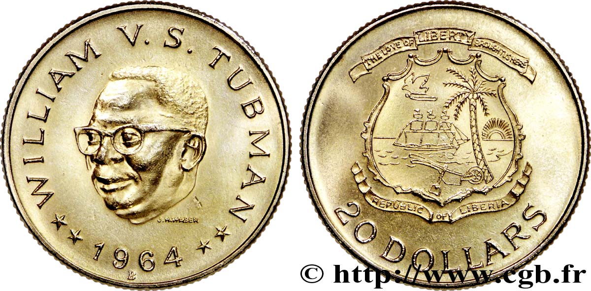 LIBERIA - REPUBLIC OF LIBERIA 20 dollars 1964 Berne AU 