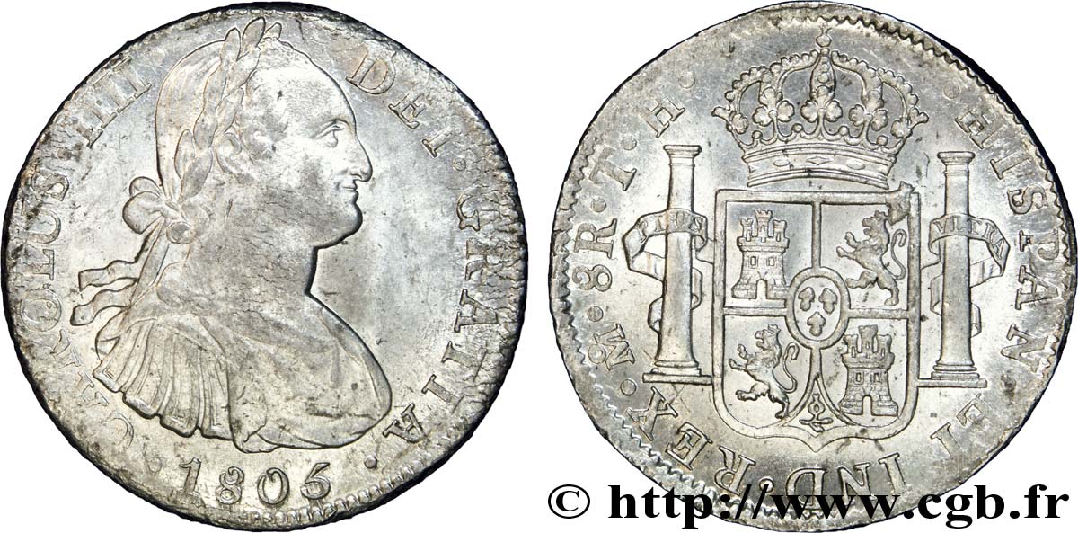 MEXICO - CHARLES IV 8 reales 1805 Mexico AU 