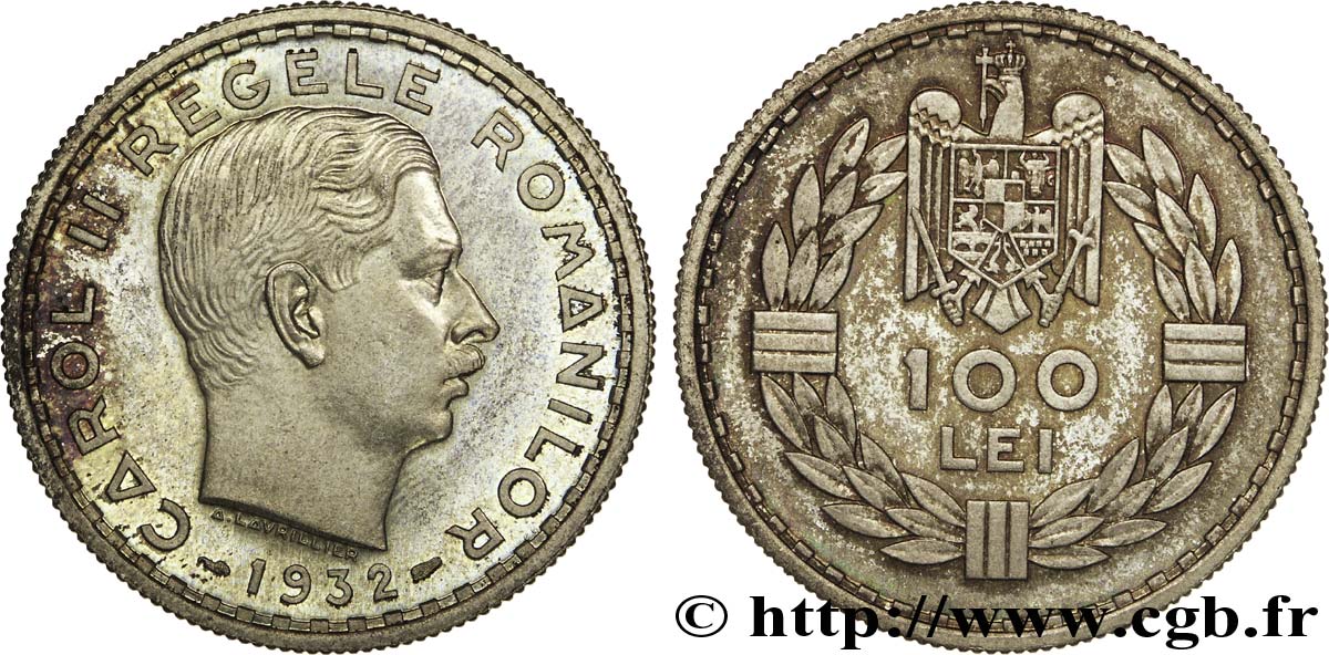ROMANIA - CHARLES II Épreuve de 100 lei 1932 Paris MS 