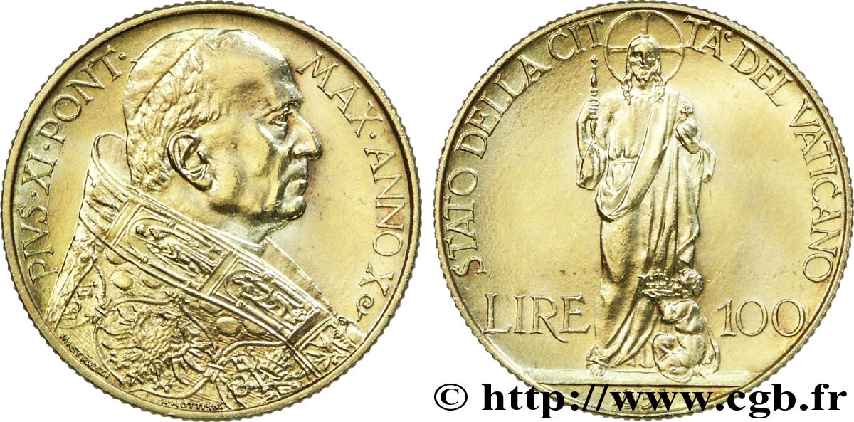 VATIKAN - PIE XI. (Achille Ratti) 100 lire 1931 Rome VZ 