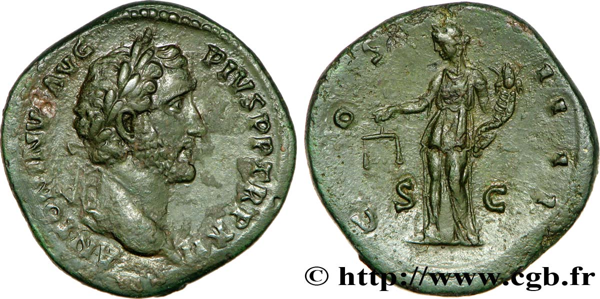 ANTONIN LE PIEUX Sesterce, (GB, Æ 34) TTB+/TTB