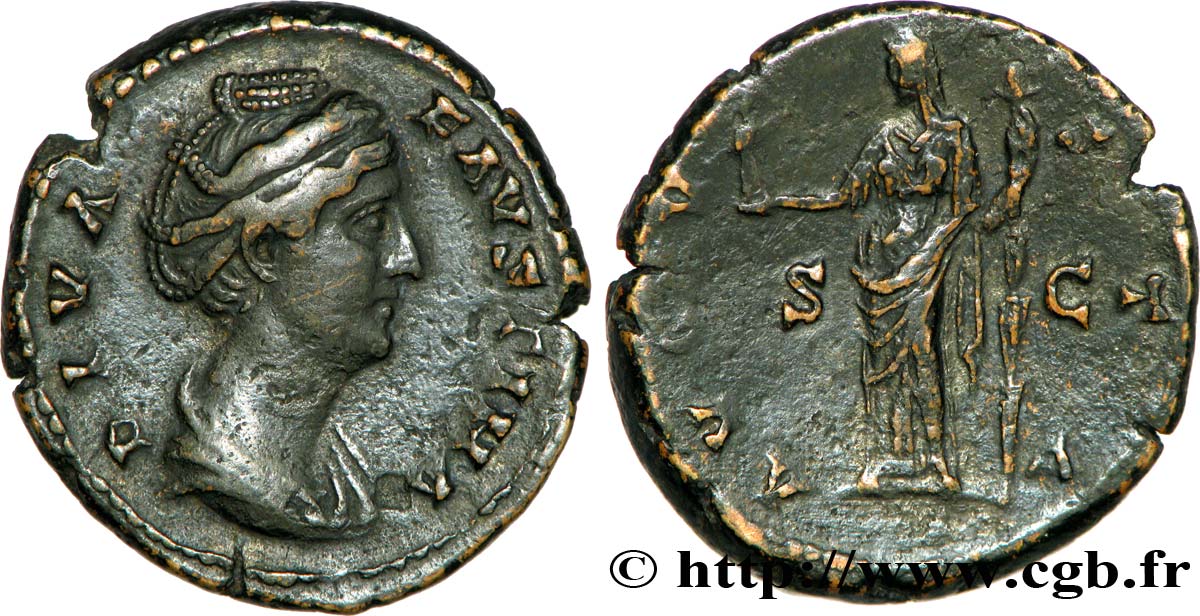 FAUSTINA MAJOR Dupondius, (MB, Æ 28) XF