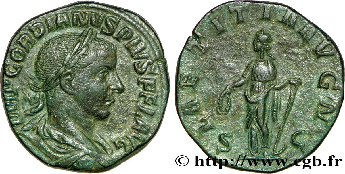 GORDIANO III Sesterce, (GB, Æ 34) AU