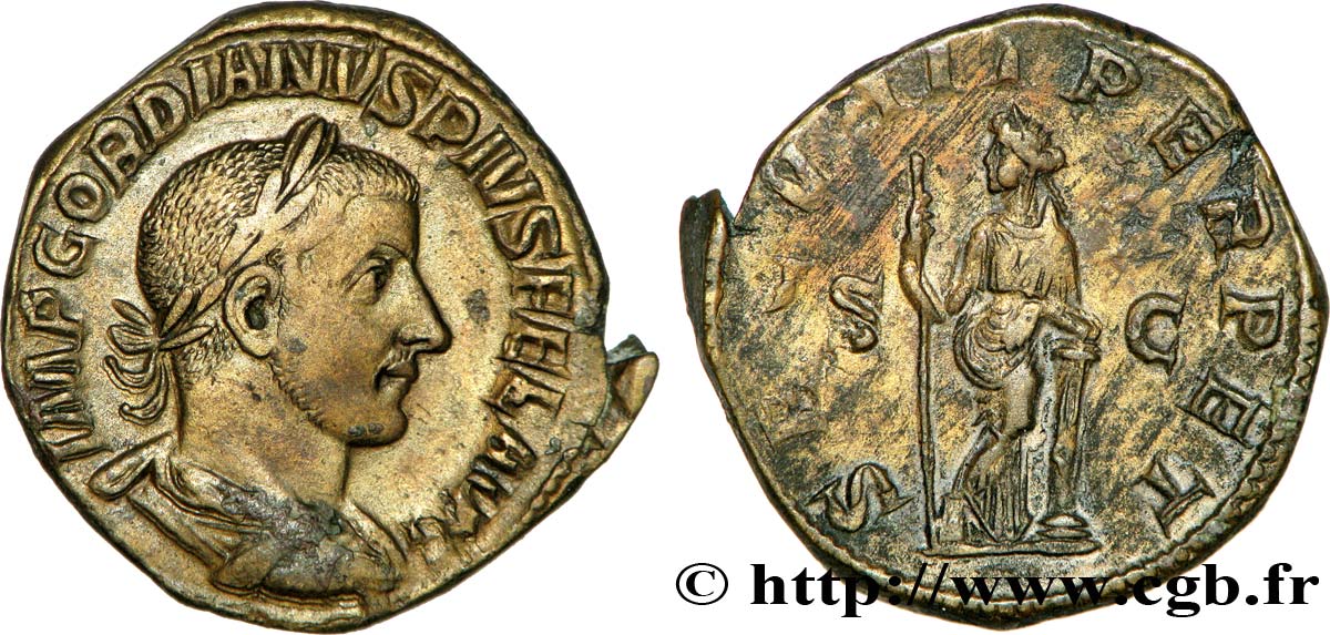 GORDIANO III Sesterce, (GB, Æ 30) AU
