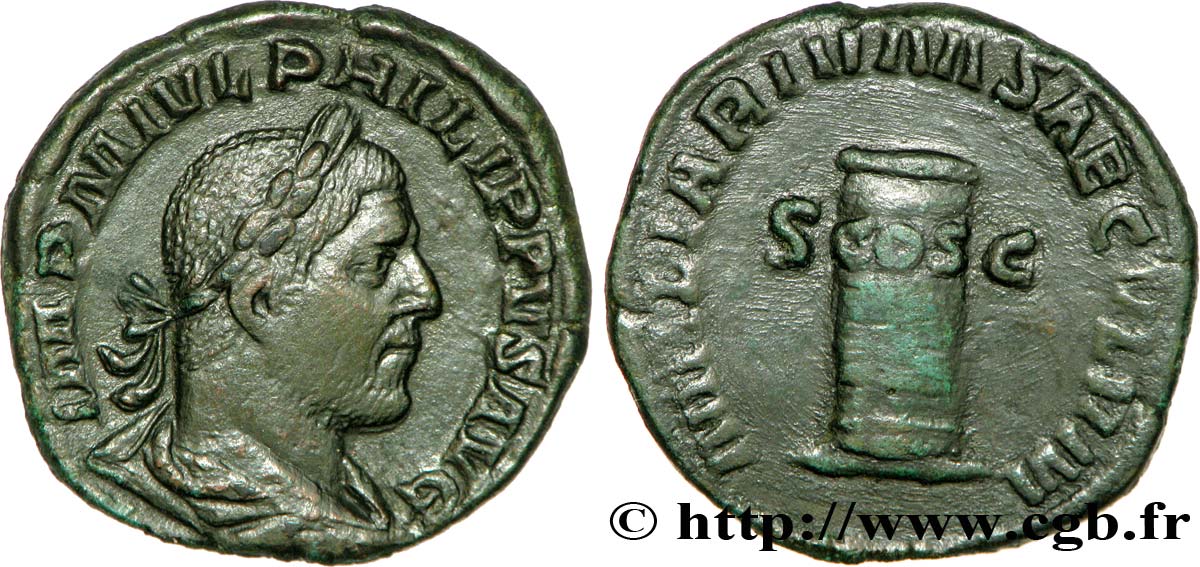 PHILIPPUS I. ARABS Sesterce, (GB, Æ 28) fVZ/SS
