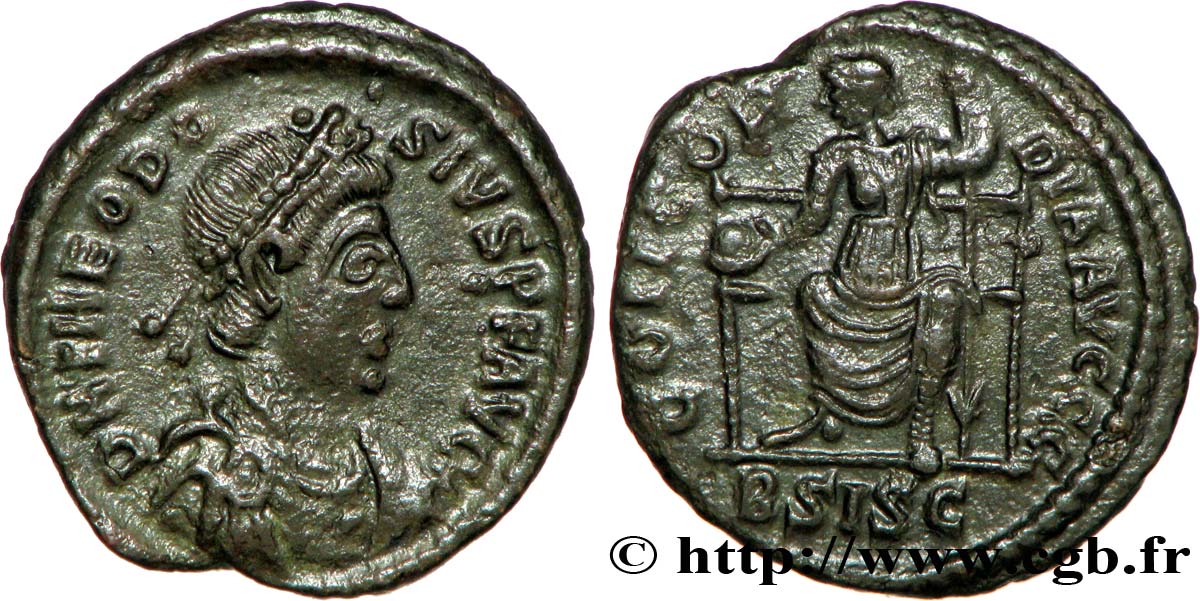 THEODOSIUS I Nummus, (PB, Æ 3) AU