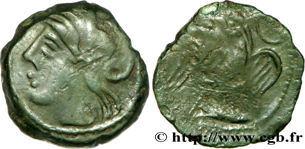 GALLIA - CARNUTES (Regione della Beauce) Bronze lourd à l’aigle et au croissant AU/VF