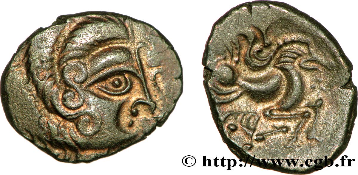 GALLIEN - ARMORICA - CORIOSOLITÆ (Region die Corseul, Cotes d Armor) Statère de billon, classe II au nez pointé SS/fVZ