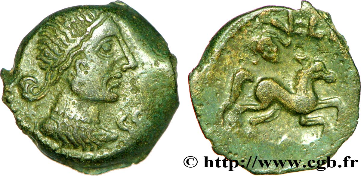 VELIOCASSES (Regione di Normandia) Bronze SVTICOS, classe V à la petite tête de face XF/AU