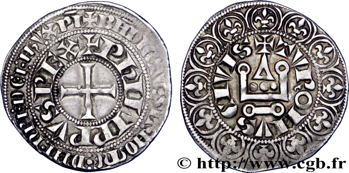 PHILIPPE IV LE BEL Gros tournois à l O rond c. 1285-1290  TTB/TTB+