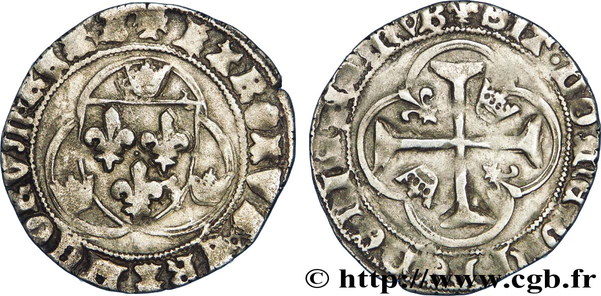 CHARLES VII LE VICTORIEUX Blanc à la couronne 26/05/1447 Bourges TTB