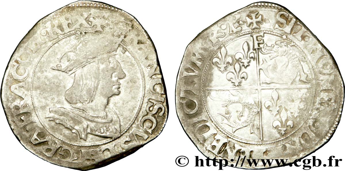 FRANÇOIS IER LE RESTAURATEUR DES LETTRES Teston du Dauphiné, 2e type n.d. Romans TB+/TTB