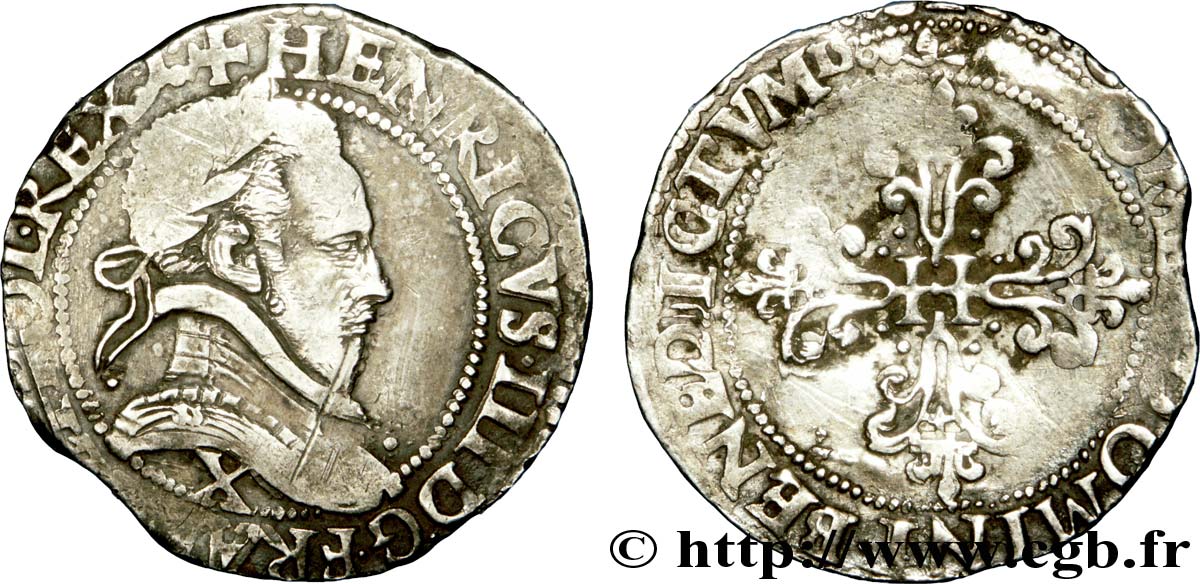 HENRI III Demi-franc au col plat 1588 Amiens TTB/TB+