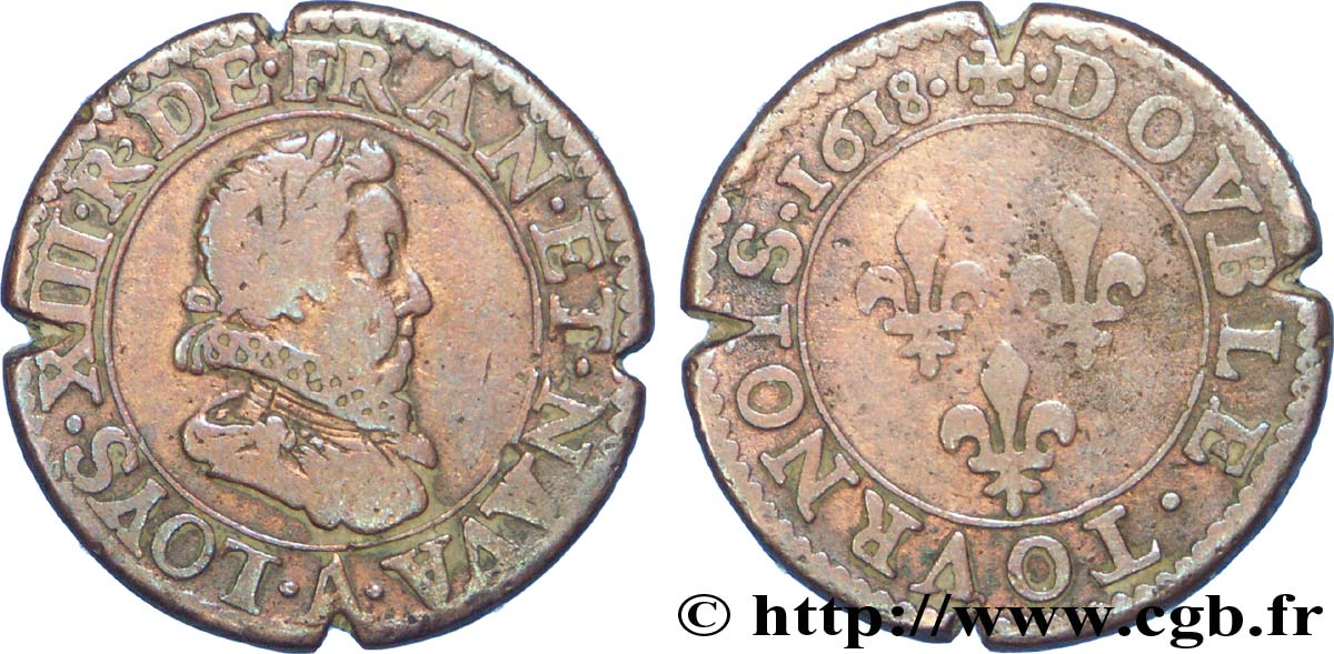 LOUIS XIII  Piéfort de poids double du double tournois 1618 Paris q.BB