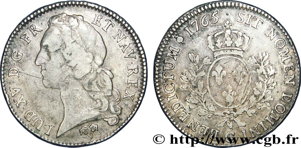 LOUIS XV DIT LE BIEN AIMÉ Écu dit &nbsp;au bandeau&nbsp; 1765 Poitiers TB+/TTB