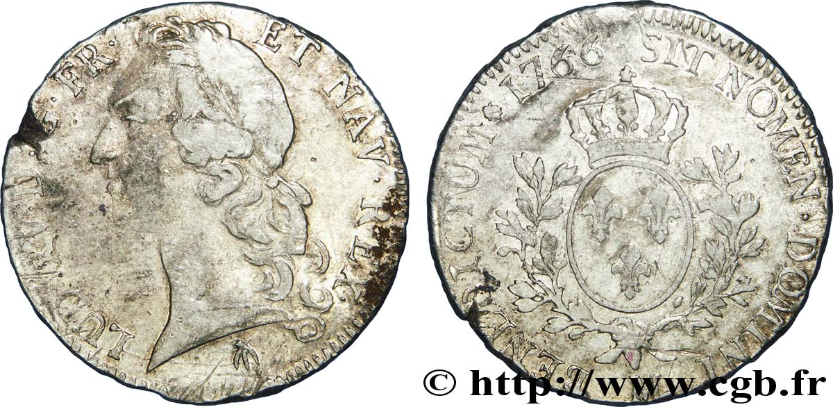 LOUIS XV THE BELOVED Écu dit  au bandeau  1766 Toulouse VF