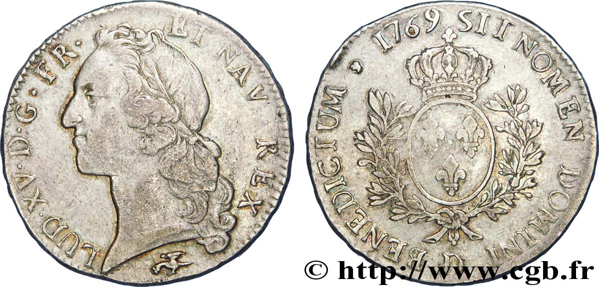 LOUIS XV &nbsp;THE WELL-BELOVED&nbsp; Écu dit &nbsp;au bandeau&nbsp; 1769 Lyon VF