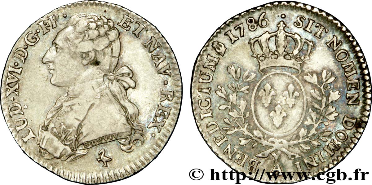 LOUIS XVI Cinquième d écu dit  aux branches d olivier  1786 Paris SS