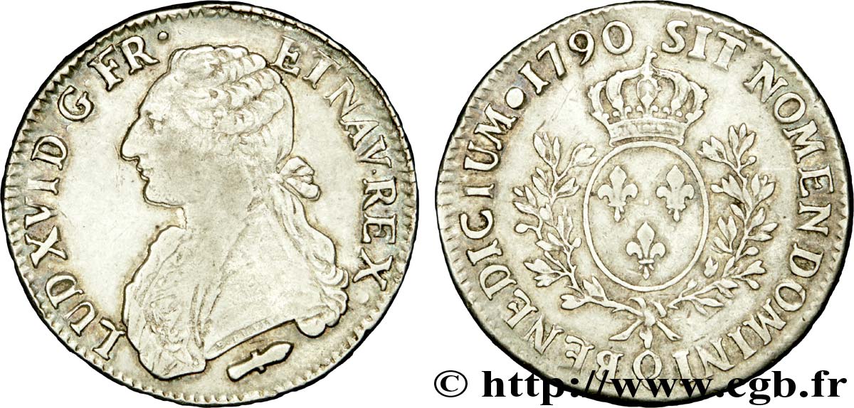 LOUIS XVI Écu dit &nbsp;aux branches d&nbsp;olivier&nbsp; 1790 Perpignan VF/XF