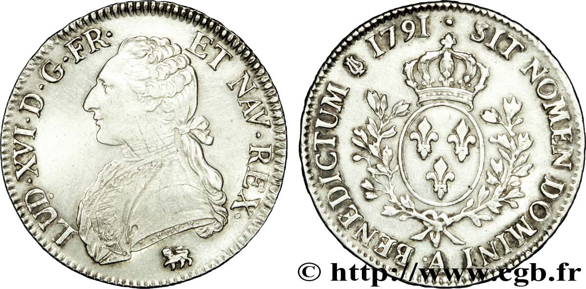 LOUIS XVI Écu dit  aux branches d olivier  1791 Paris SS/fVZ