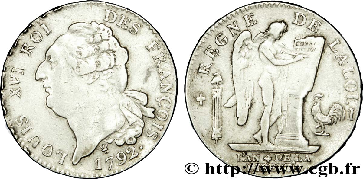 LOUIS XVI Écu dit &nbsp;au génie&nbsp;, type FRANÇOIS 1792 Limoges SS