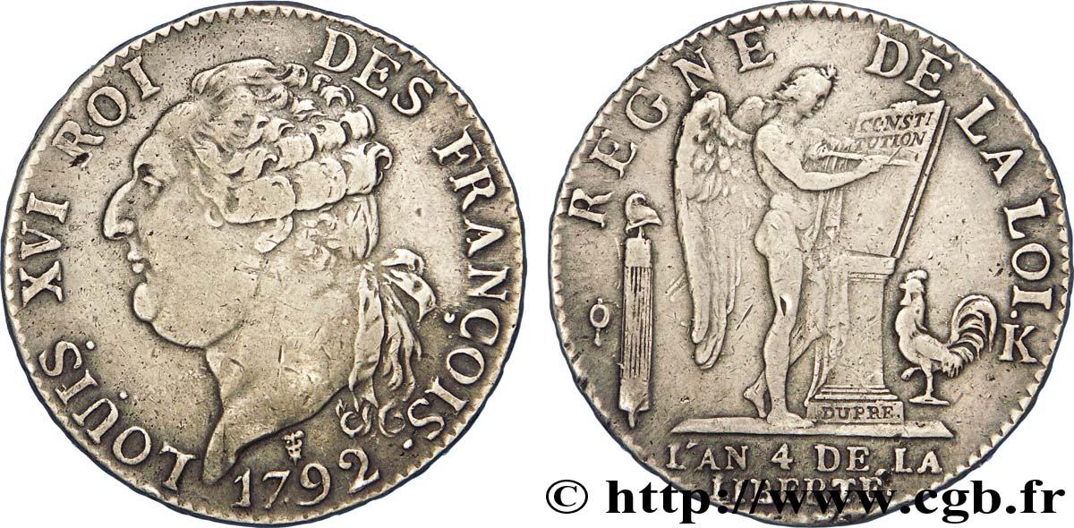 LOUIS XVI Demi-écu dit  au génie , type FRANÇOIS 1792 Bordeaux SS