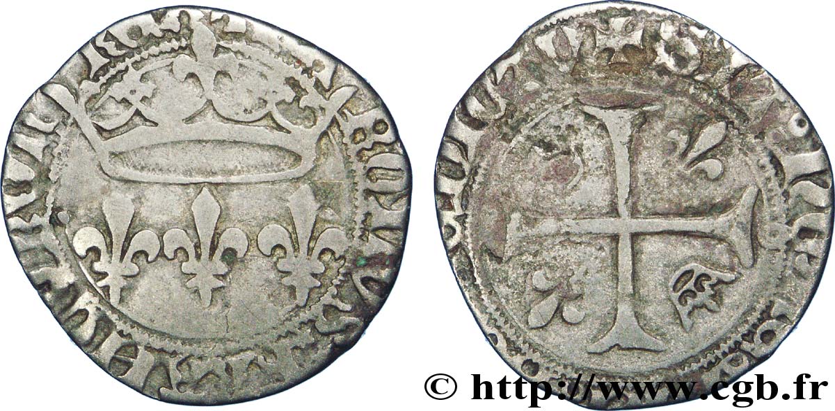 CHARLES VII LE VICTORIEUX Blanc aux lis accotés n.d. Toulouse TB