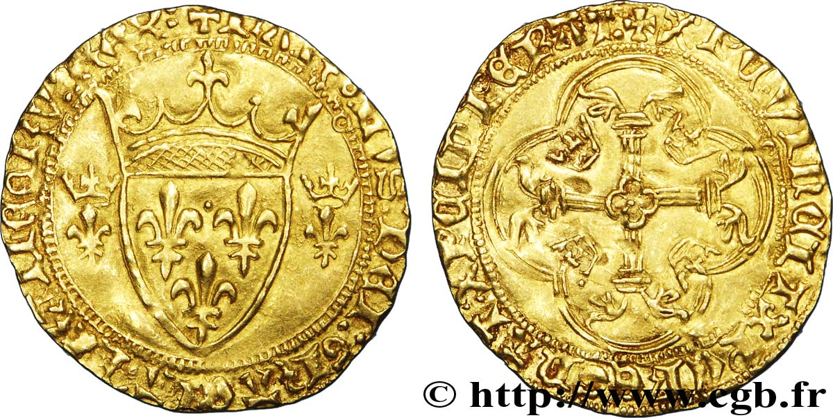 CHARLES VII LE VICTORIEUX Écu d or à la couronne ou écu neuf 28/01/1436 Toulouse TTB+