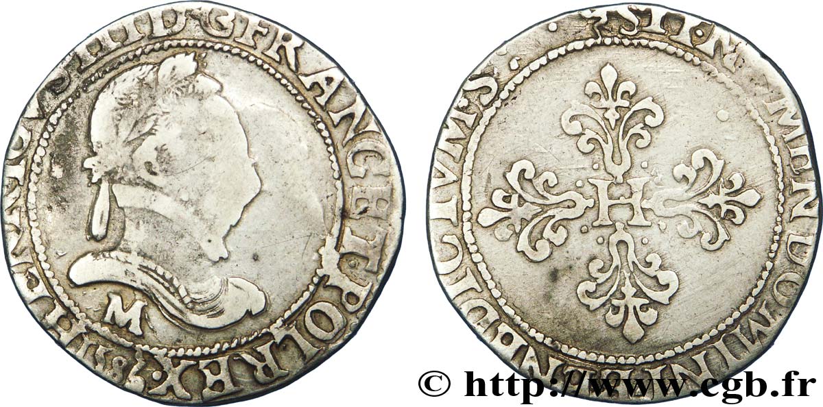 HENRI III Franc au col plat 1586 Toulouse TB+/TTB
