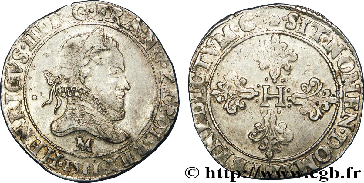 HENRY III Franc au col fraisé 1581 Toulouse q.SPL