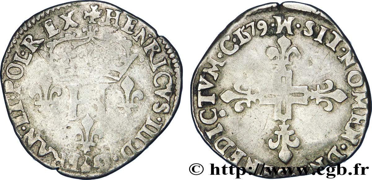 HENRY III Double sol parisis, 2e type 1579 Toulouse fSS