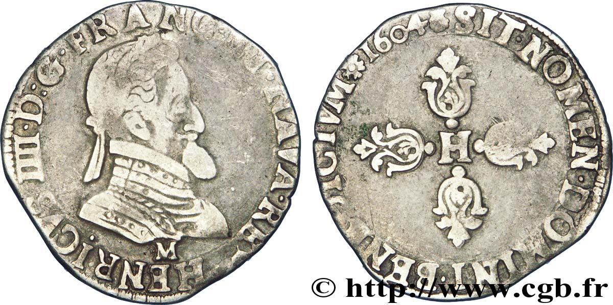 HENRI IV LE GRAND Demi-franc, type de Toulouse 1604 Toulouse TB+/TTB