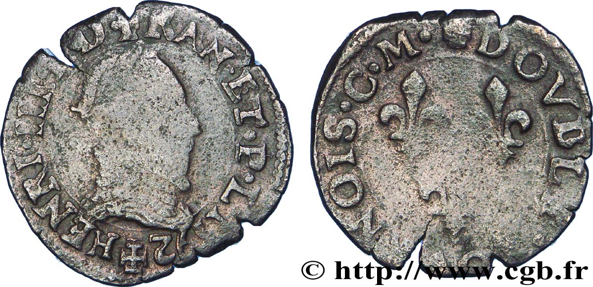 LIGUE. COINAGE AT THE NAME OF HENRY III Double tournois, type de Toulouse 1592 Toulouse VF