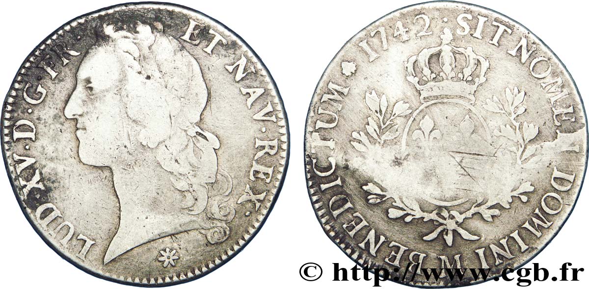 LOUIS XV DIT LE BIEN AIMÉ Écu dit  au bandeau  1742 Toulouse TB