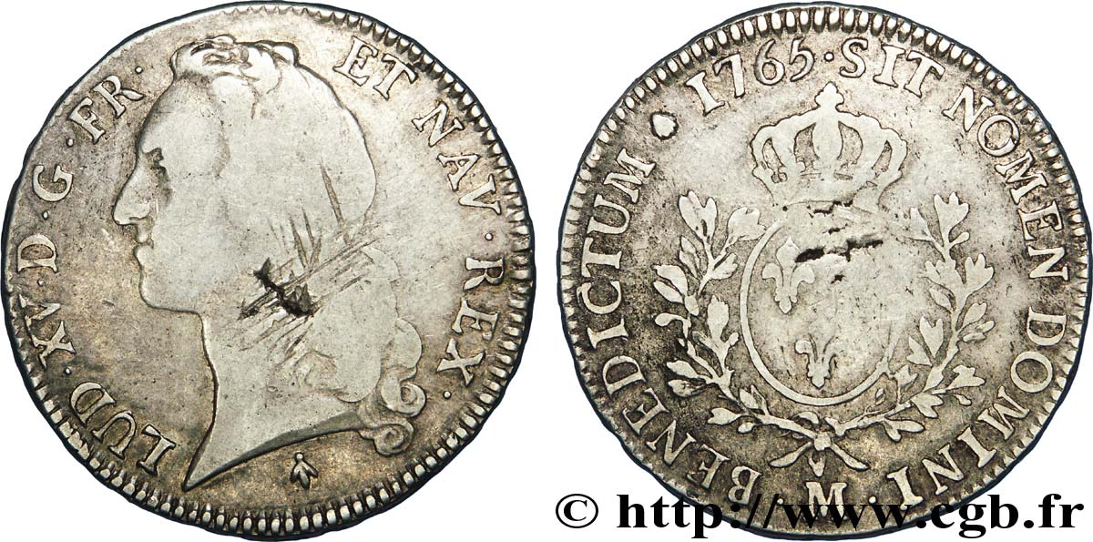 LOUIS XV DIT LE BIEN AIMÉ Écu dit &nbsp;au bandeau&nbsp; 1765 Toulouse TB/TB+