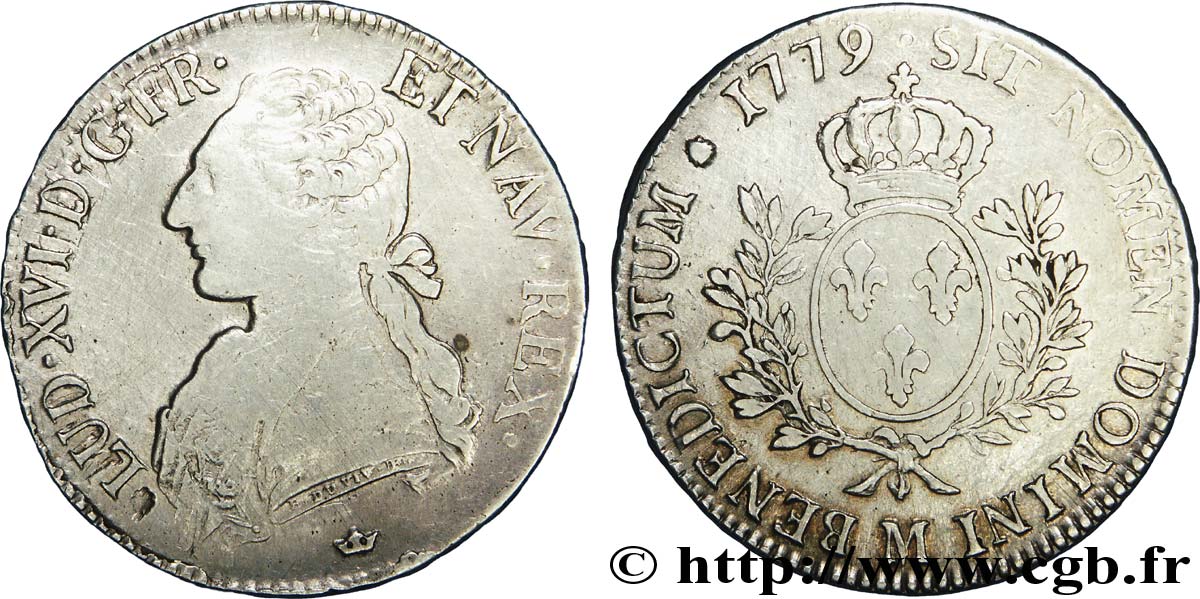 LOUIS XVI Écu dit  aux branches d olivier  1779 Toulouse VF/XF