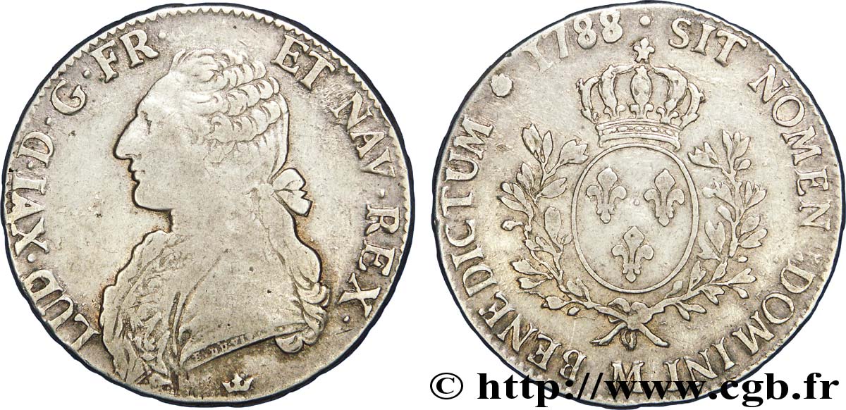 LOUIS XVI Écu dit  aux branches d olivier  1788 Toulouse fSS/SS