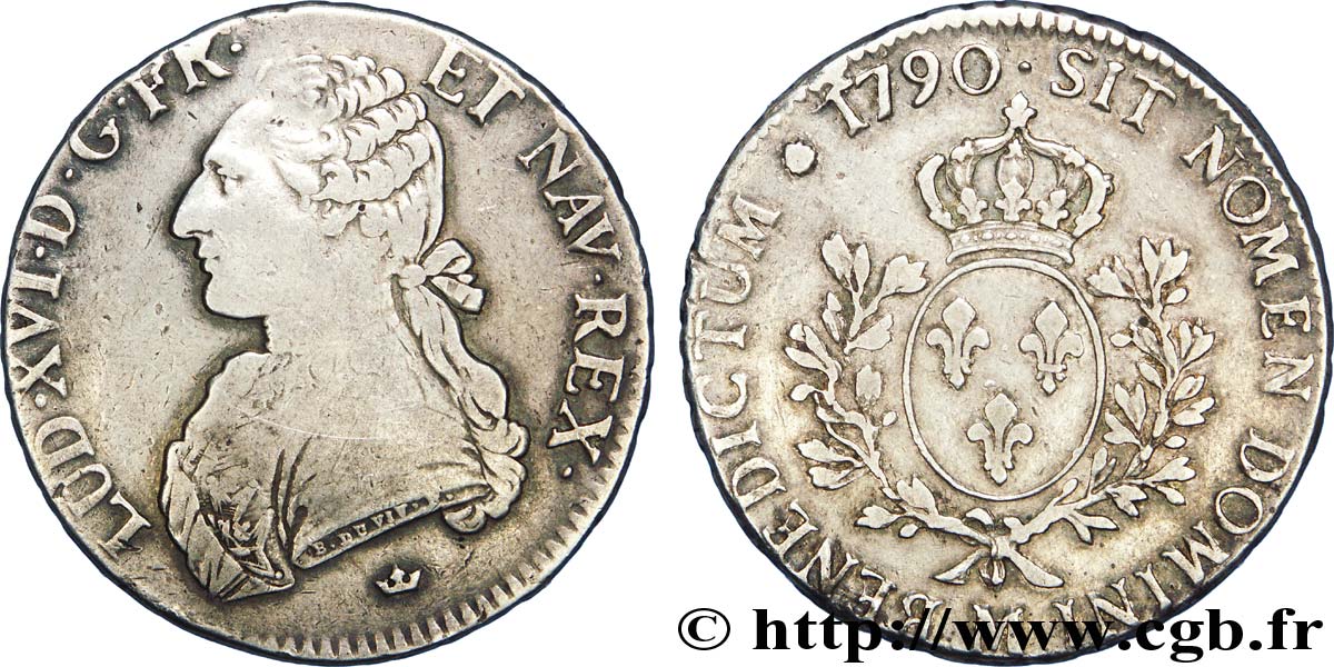 LOUIS XVI Écu dit  aux branches d olivier  1790 Toulouse TB+/TTB