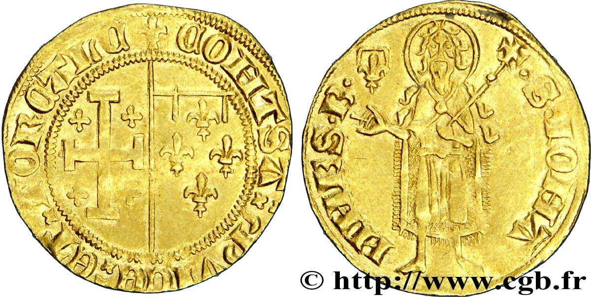 PROVENCE - COUNTY OF PROVENCE - JEANNE OF NAPOLY Florin d or à la chambre AU/XF