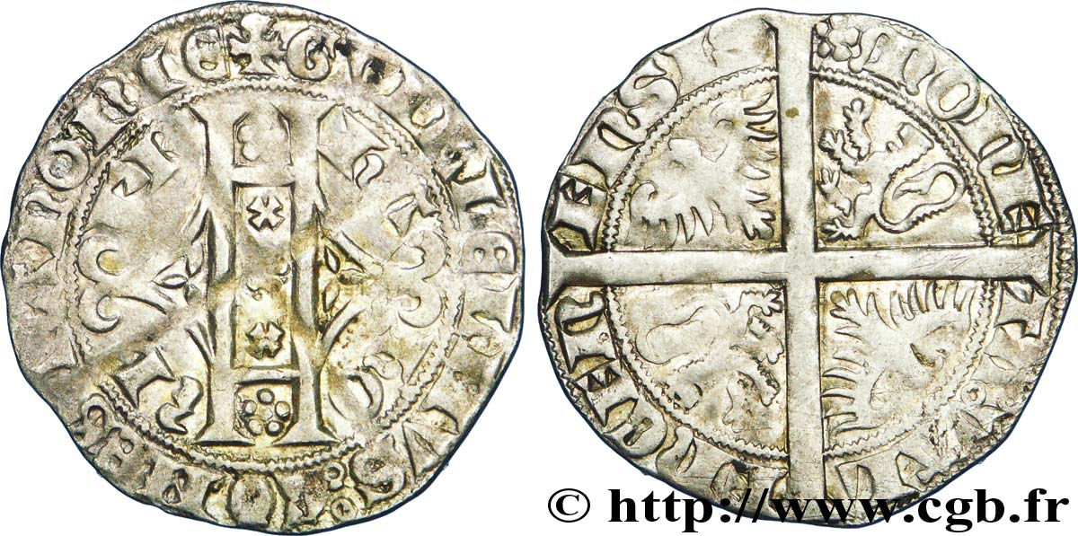 HAINAUT - COUNTY OF HAINAUT - WILLIAM III OF BAVARIA Plaque au lion ou double gros ou gros vaillant XF