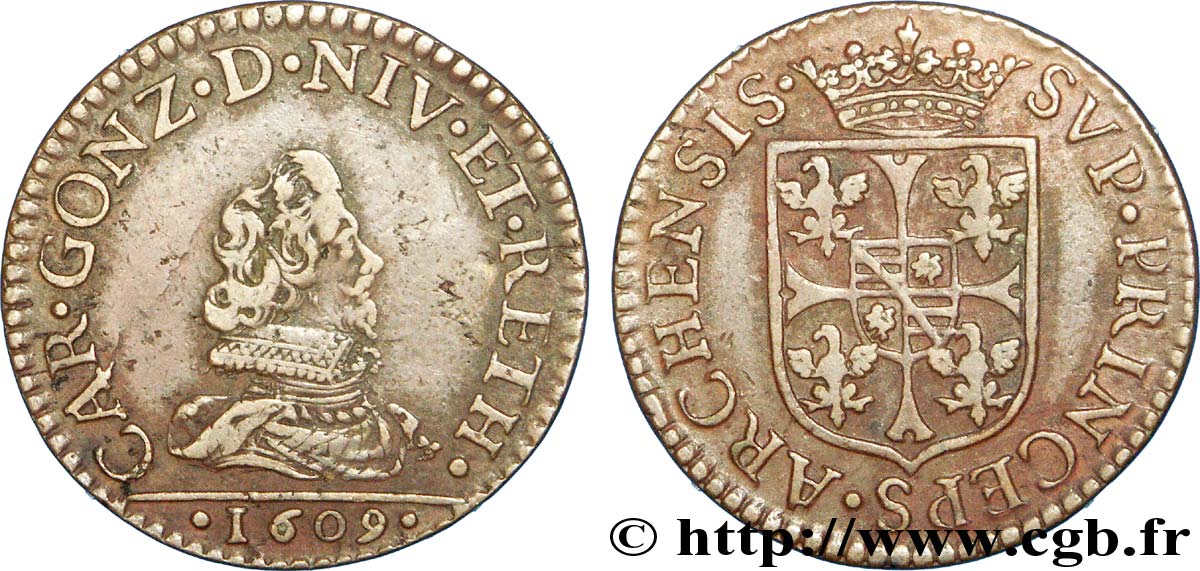 ARDENNES - PRINCIPAUTY OF ARCHES-CHARLEVILLE - CHARLES I OF GONZAGUE Liard, type 2B AU