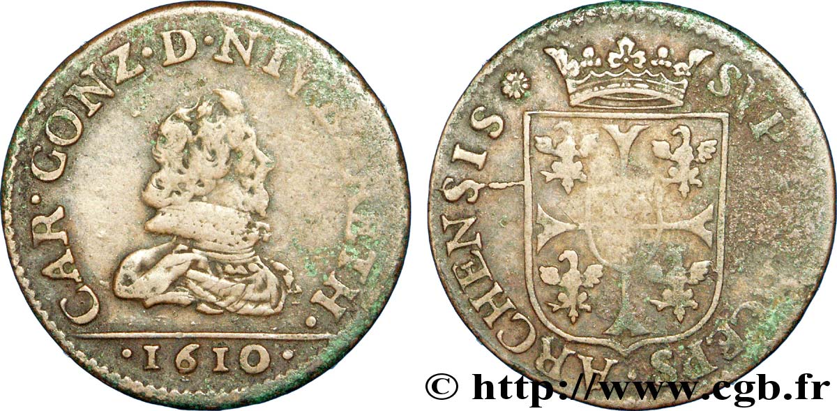 ARDENNES - PRINCIPAUTY OF ARCHES-CHARLEVILLE - CHARLES I OF GONZAGUE Liard, type 2B BC+