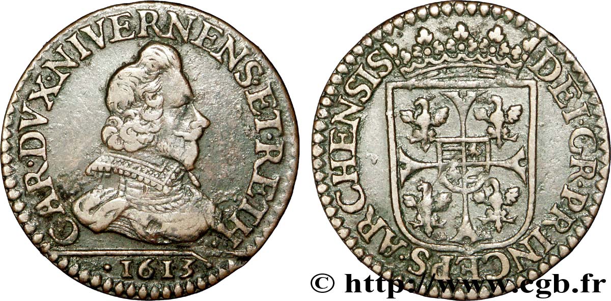 ARDENNES - PRINCIPAUTY OF ARCHES-CHARLEVILLE - CHARLES I OF GONZAGUE Liard, type 3B fVZ