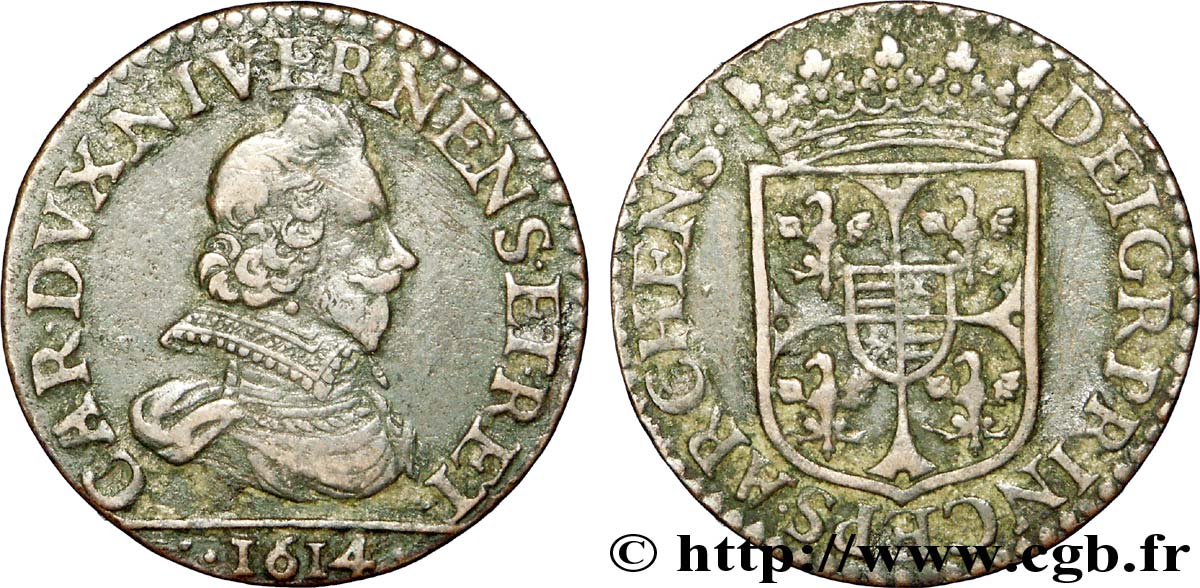 ARDENNES - PRINCIPAUTY OF ARCHES-CHARLEVILLE - CHARLES I OF GONZAGUE Liard, type 3B MBC+